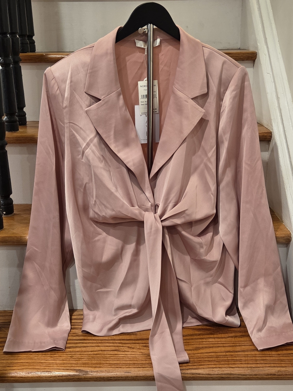 Wayf XL Dusty Pink Tie-Front Blazer